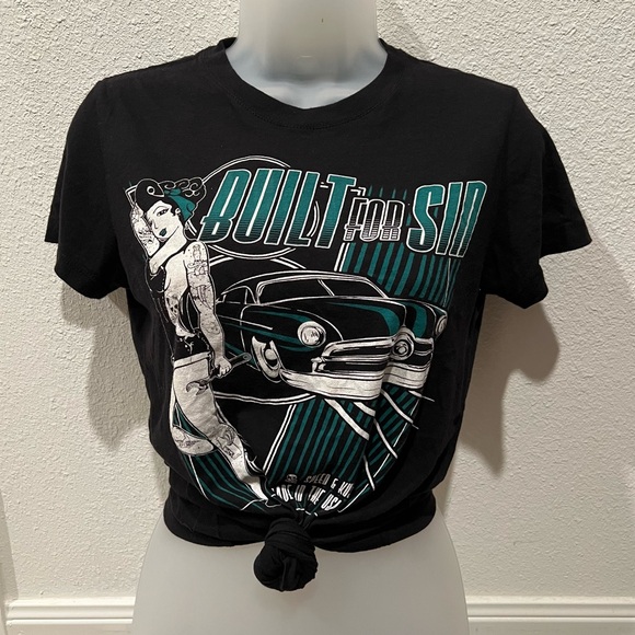 Custom Print T - Next Level Apparel - Sexy Pin-Up Built For Sin Hot Rod Biker - Picture 1 of 3